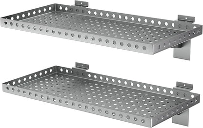 2 Pack Slatwall Shelves, Heavy Duty Grey Metal Slat Wall Shelf by BOBIBAN