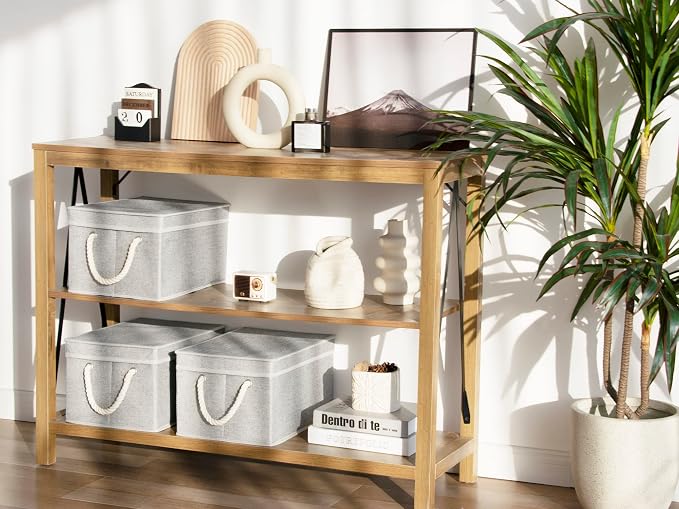StorageWorks Storage Bins with Lids, Decorative Storage Boxes with Lid and Soft - Image 5