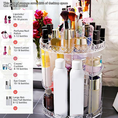 Asixxsix Rotating Makeup Organizer, Makeup Storage Carousel Tower - Image 4