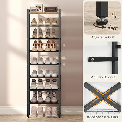 YATINEY 8-Tier Narrow Shoe Rack, Tall Shoe Rack - Image 7