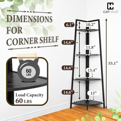 CAPHAUS 4-Tier Corner Shelf Stand, Tall Display Shelves, Ladder Corner Wood - Image 2