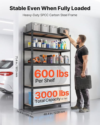 VEVOR Storage Shelves, 5-Tier Adjustable, 3000 lbs Capacity Heavy Duty | - Image 3