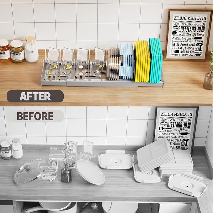 Expandable Food Storage Container Lid Organizers - Image 6