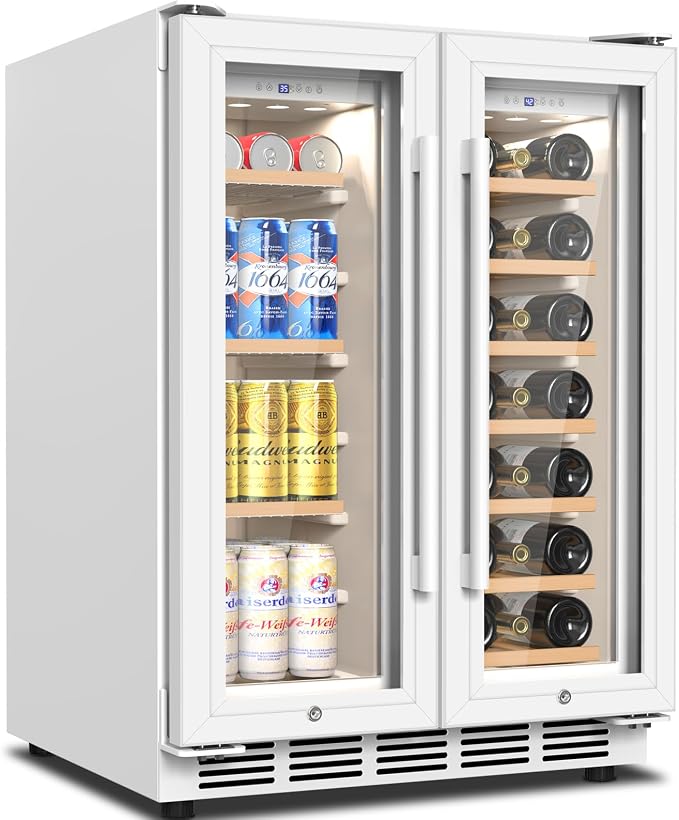 Wine and Beverage Refrigerator, 24 Inch Beverage Cooler Dual Zone by FoMup