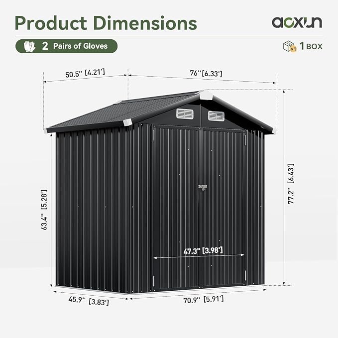 Aoxun 6' x 4' Outdoor Metal Storage Shed - Image 6