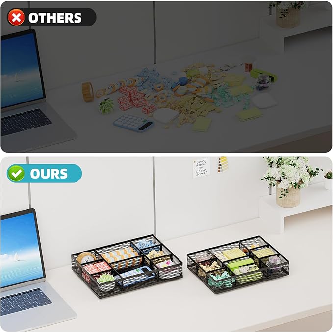 Marbrasse 2 Pack Desk Drawer Organizer, Mesh Drawer Organizer Tray - Image 7