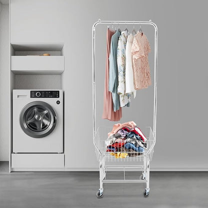 Heavy Duty Steel Wire Laundry Cart, Laundry Basket - Image 2