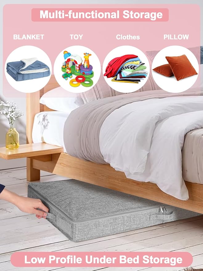 4-Inch Tall Under Bed Storage Container, Low Profile Underbed Storage Bin - Image 5