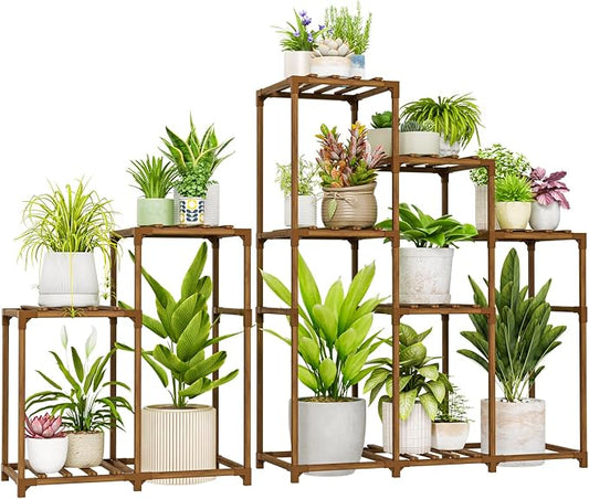 Bamworld 2 Sets Plant Stands Indoor Tall Shelves Outdoor by Bamworld
