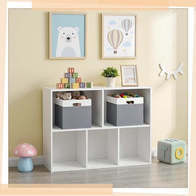 AceOrbit 2 Pack Gray Wood Crates Wooden Storage Box, Modular Open Cube Bins - Image 6