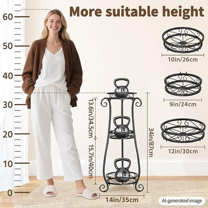 LASZOLA 3 Tier Black Metal Plant Stand - Image 5