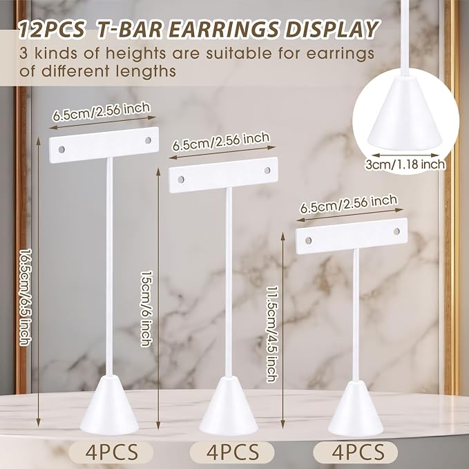 Marsui 12 Pcs Earring Display Set T Bar Earring Display Stand - Image 2