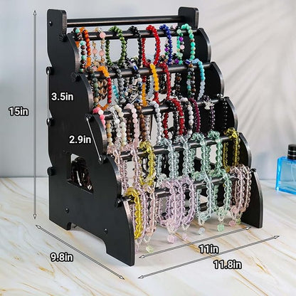 Wooden Bracelet Holder 8 Tier Jewelry Bracelet Display Stand, Portable Organizer - Image 3