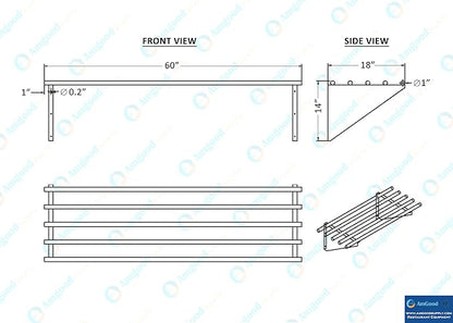 AmGood 18 in. x 60 in. NSF Stainless Steel Tubular Wall Shelf | Heavy-Duty - Image 5
