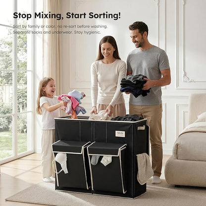 SOLEDI 220L Laundry Hamper 3 Section, Extra Large Laundry Basket - Image 4