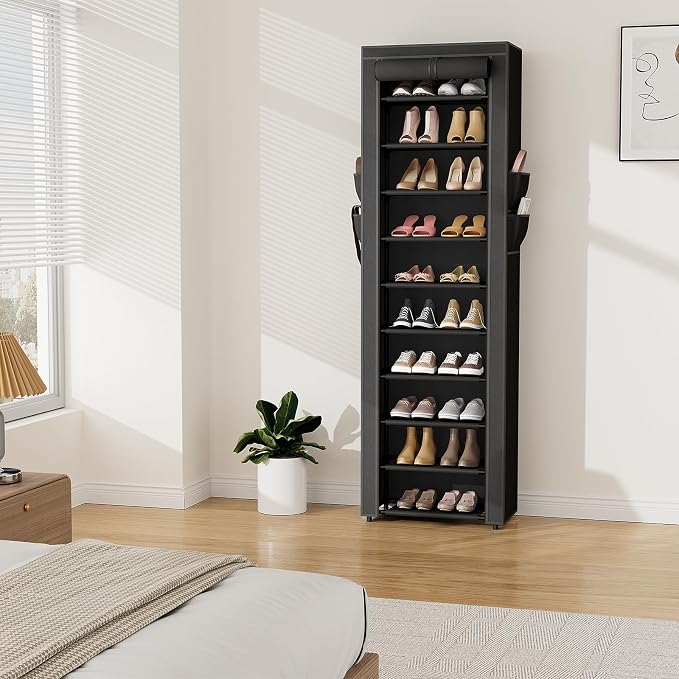VTRIN Vertical Narrow Shoe Rack Organizer 10 Tier Tall Shoe Shelf Holds 20-22 - Image 7