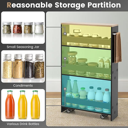 MAT EXPERT Slim Rolling Storage Cart, 4-Tier Freestanding Slim Storage Cart - Image 6