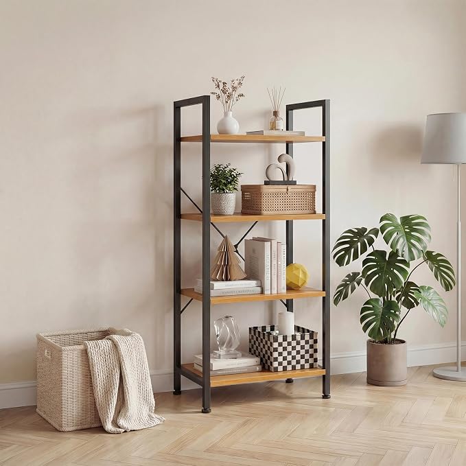 DUMOS 4 Tiers Open Bookshelf, Classic Freestanding Tall Display Shelf, Sturdy - Image 7
