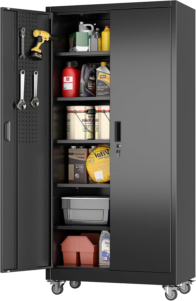 Black Metal Garage Storage Cabinet by Aobabo