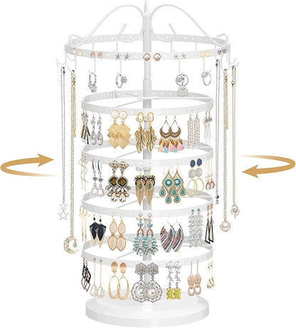 MODOWEY Rotating Jewelry Holder Organizer Stand, 5 Tier Metal Adjustable by MODOWEY
