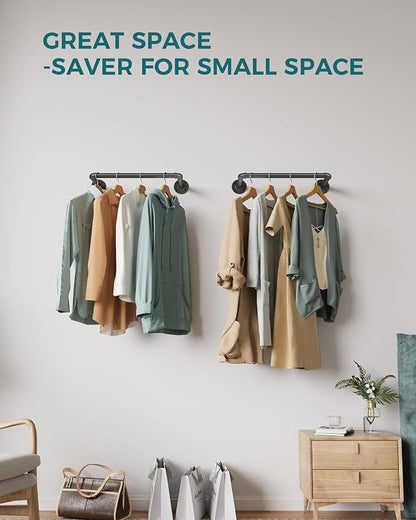 OROPY Industrial Pipe Clothes Rack, Heavy Duty Wall Mounted Iron Garment Bar | - Image 7