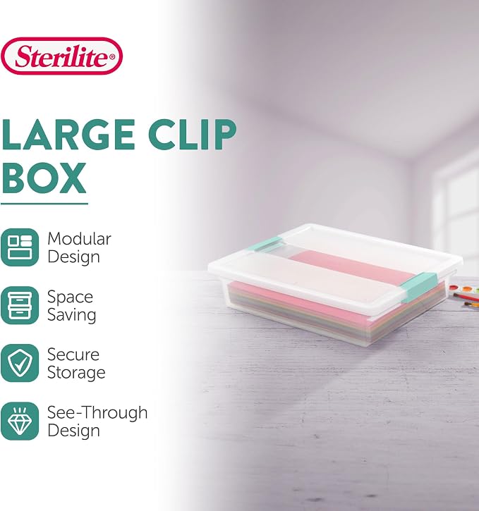 Sterilite 24-Pack Clip Box, Stackable Clear Plastic Bins - Image 2