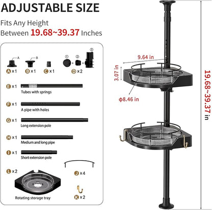 Standing Spice Rack Organizer, Counter Corner Double Tier Lazy Susan, Height - Image 2