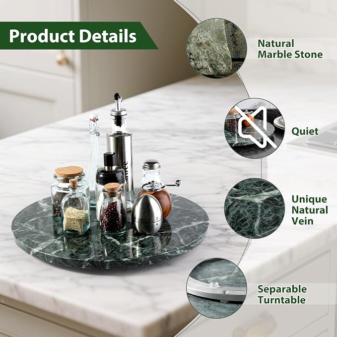 Marble Lazy Susan, 16 in Turntable Organizer - Image 3