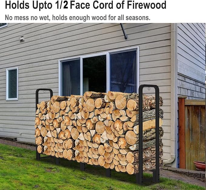 Firewood Rack Outdoor 8ft Heavy Duty Logs Holder - Image 5