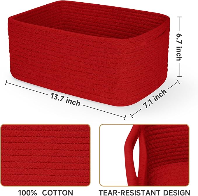 3-Pack Storage Baskets for Organizing | Woven Shelf Toy Basket | Rope Baskets - Image 3