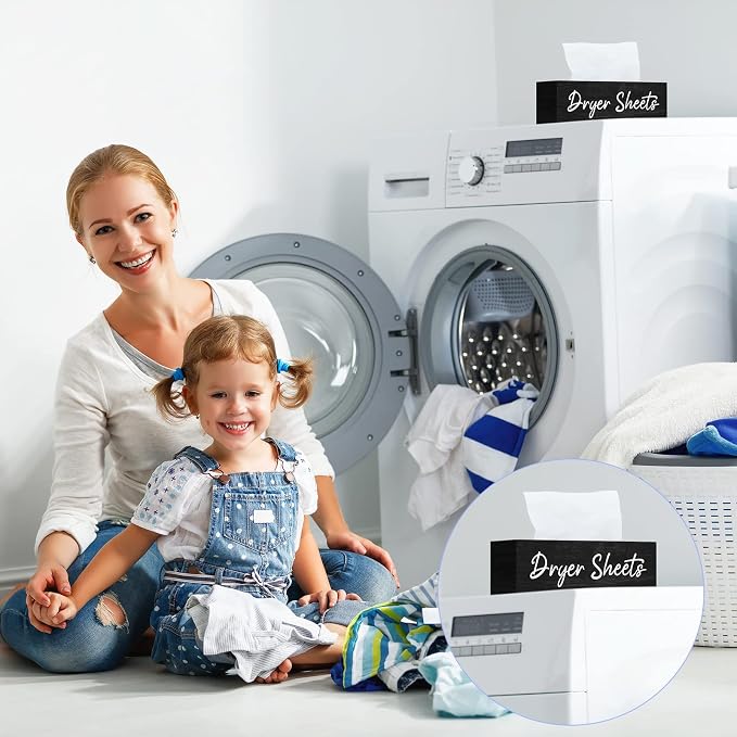 Blulu Dryer Sheet Holder for Laundry Room Wooden Dryer Sheet Container Sheets - Image 4