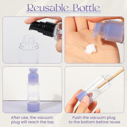 1oz 30ml Airless Pump Bottles, Refillable Leak Proof Travel Pump Bottle - Image 7
