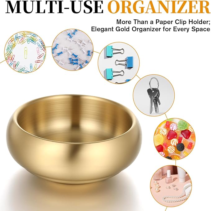 4 Inch Gold Decorative Bowl, Stainless Steel Key Bowl & Catch All Tray - Image 6