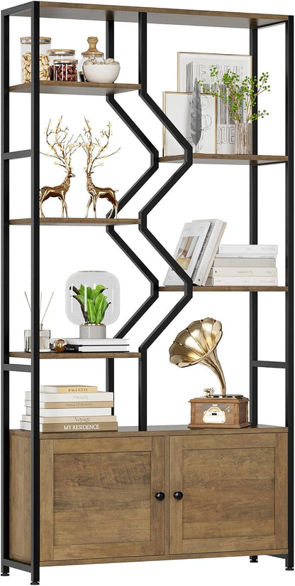 76" Tall Shelf with Storage Cabinet Doors, 6 Tier Open Bookshelf - Image 7