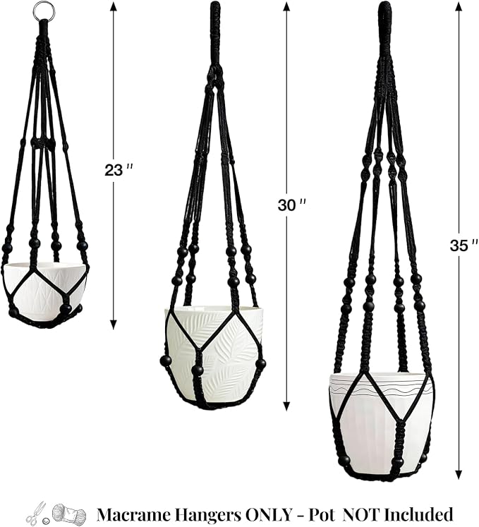 LEWESU 3 Pack Macrame Plant Hanger Indoor 3 Different Sizes Hanging Planter - Image 2