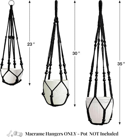 LEWESU 3 Pack Macrame Plant Hanger Indoor 3 Different Sizes Hanging Planter - Image 2