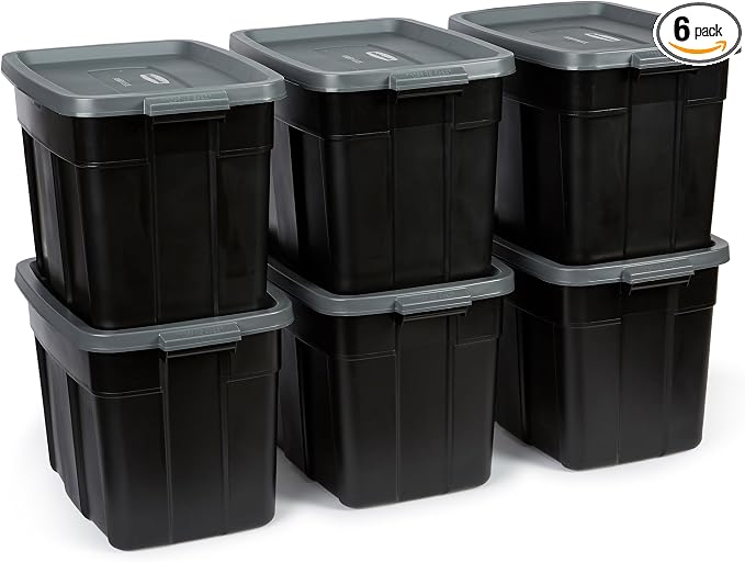 Rubbermaid 18 GAL 6 Pack Garage Storage Bins by Rubbermaid