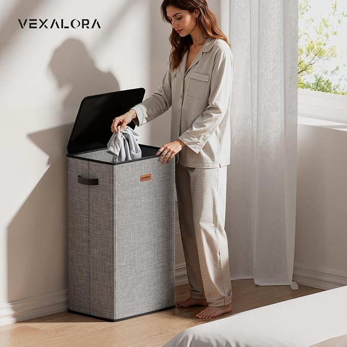 100L Laundry Hamper with Lid, Large Clothes Hampers with Removable Bag - Image 2