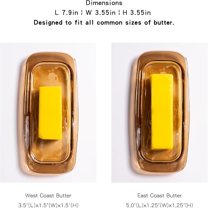 Butter Dish with Lid for Countertop, Elegant Champagne-Colored Covered Glass - Image 3