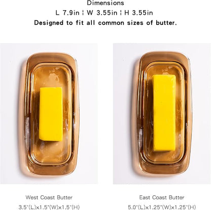 Butter Dish with Lid for Countertop, Elegant Champagne-Colored Covered Glass - Image 3
