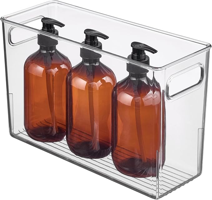 iDesign Slim Clear Plastic Bathroom Storage Bin, Tall Narrow | Organizer - Image 8