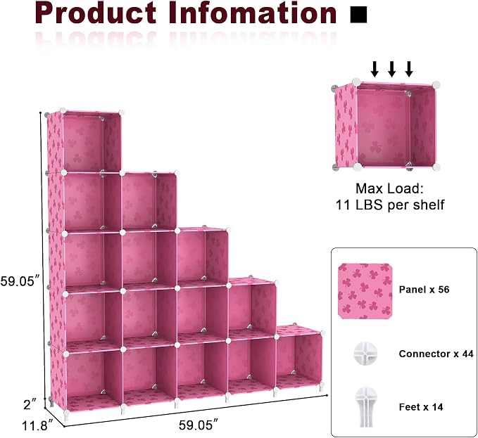 UNKU Cube Storage Organizer, 15 Cube Closet Organizer Storage Shelves, DIY - Image 3