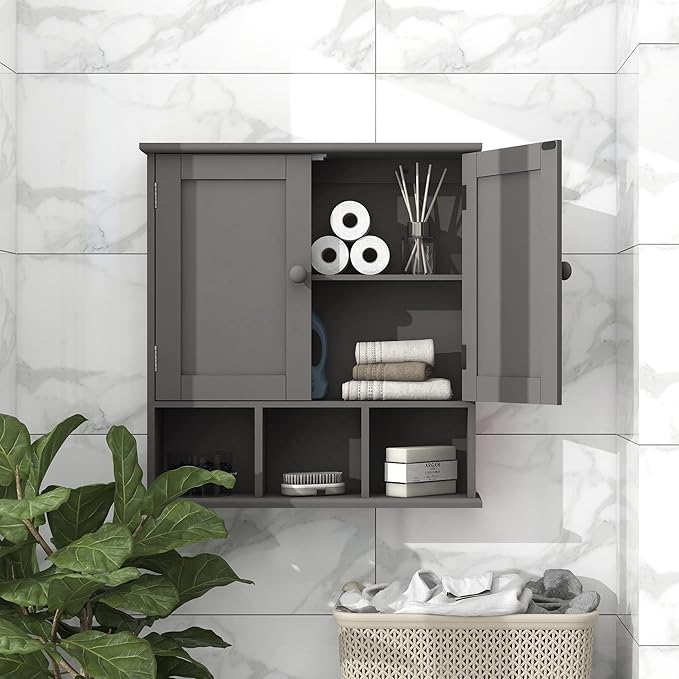 TaoHFE Grey Bathroom Cabinet, Bathroom Wall Cabinet - Image 4