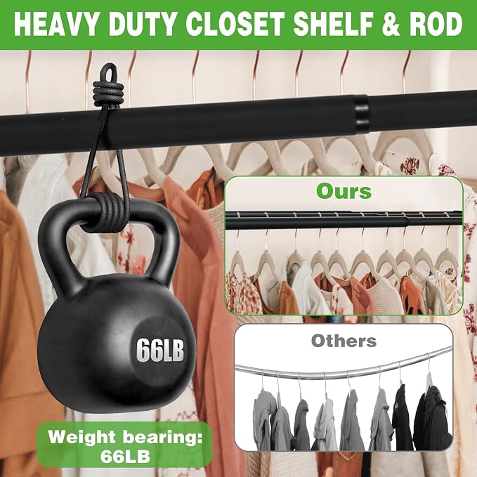 Expandable Closet Shelf, 16-24 Inches Metal Closet Rod Organizers and Storage - Image 4