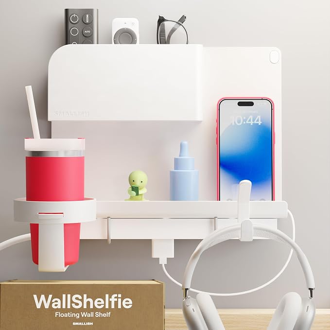 WallShelfie Bedside Wall Organizer & Bedside Shelf, Room Decor, Dorm Room by Smallish