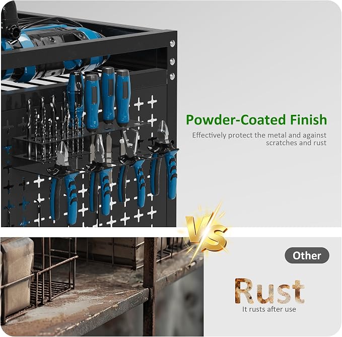 Power Tool Organizer Cart, Rolling Tool Drills Holders Storage Rack on Wheels - Image 6