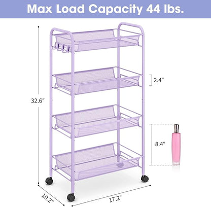 TOOLF 4-Tier Rolling Cart, Metal Utility Cart - Image 6
