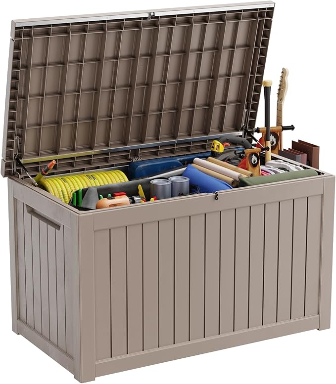XXL 230 Gallon Large Resin Deck Box, Lockable Outdoor Storage Box by OutdoorLivingPerfected