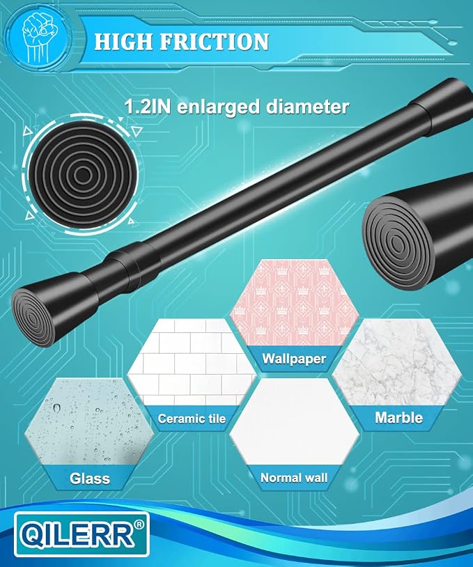Small Tension Rods 16 to 28 Inches, Adjustable Short Extension Curtain Rod - Image 3