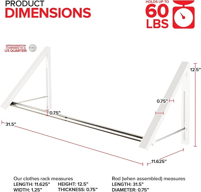 Double Foldable Clothing Rack w/Extension Rod, Wall-Mounted Retractable Clothes - Image 2